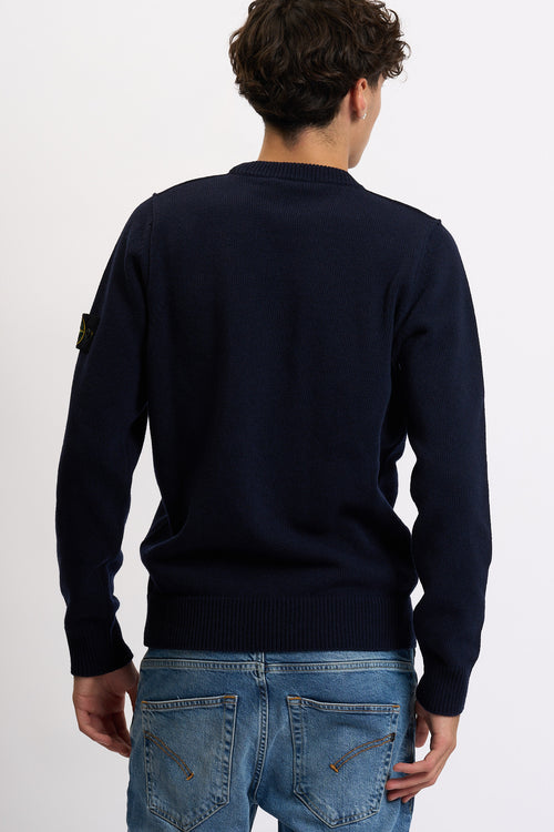 Stone island Maglia Lambswool Giro Blu Uomo-2