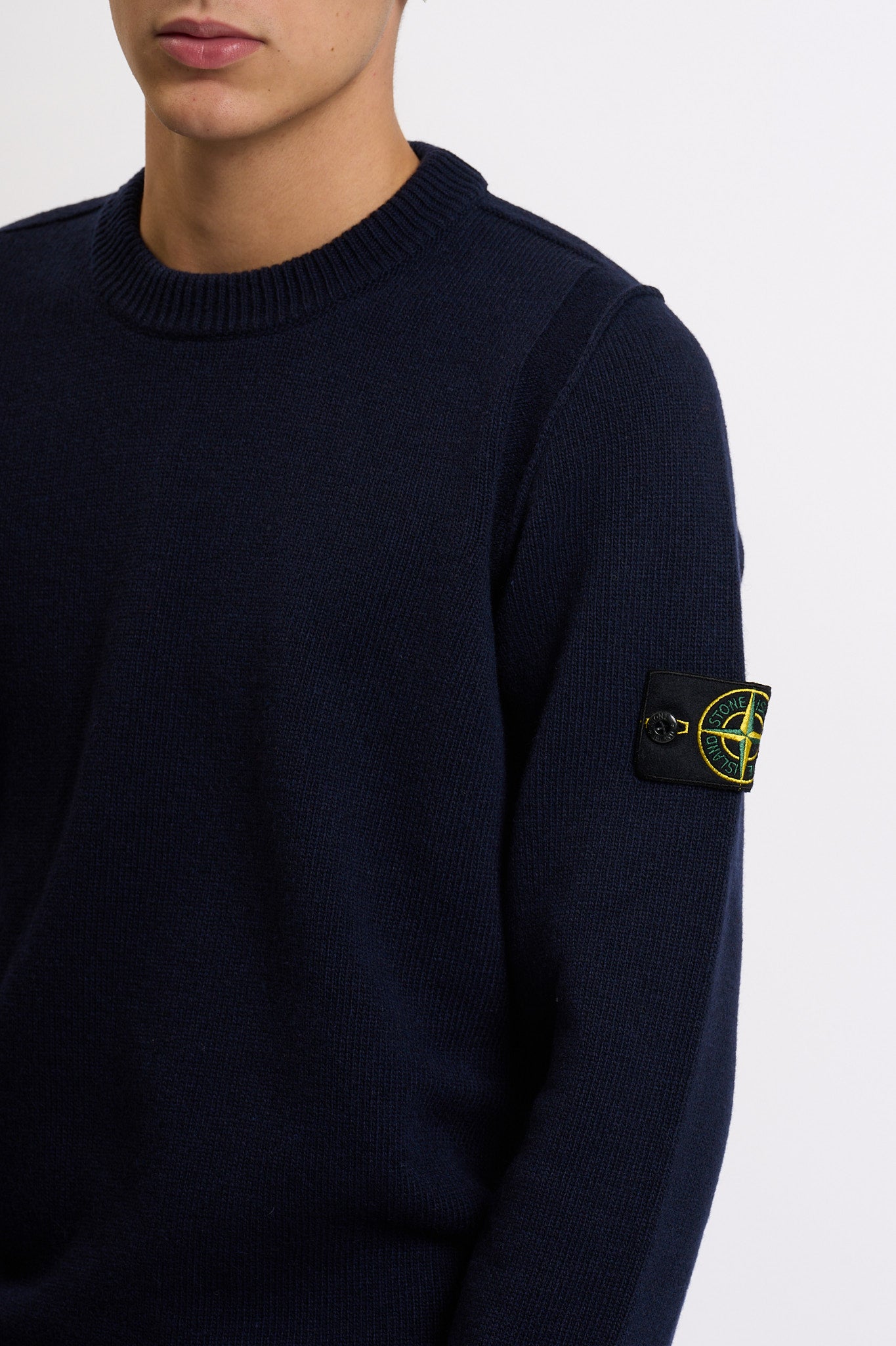 Stone island Maglia Lambswool Giro Blu Uomo-3
