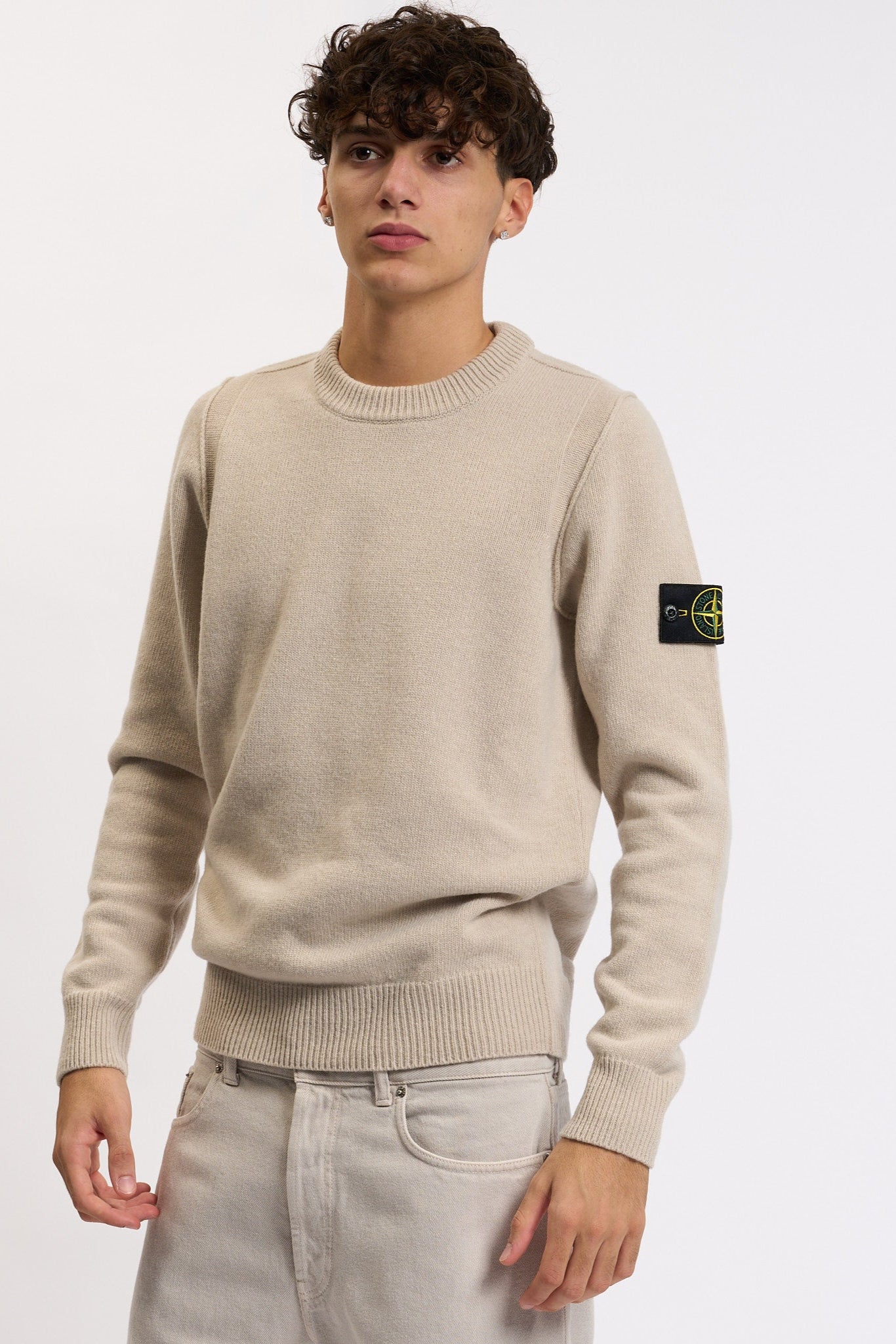 Stone island Maglia Lambswool Giro Desert Uomo-5