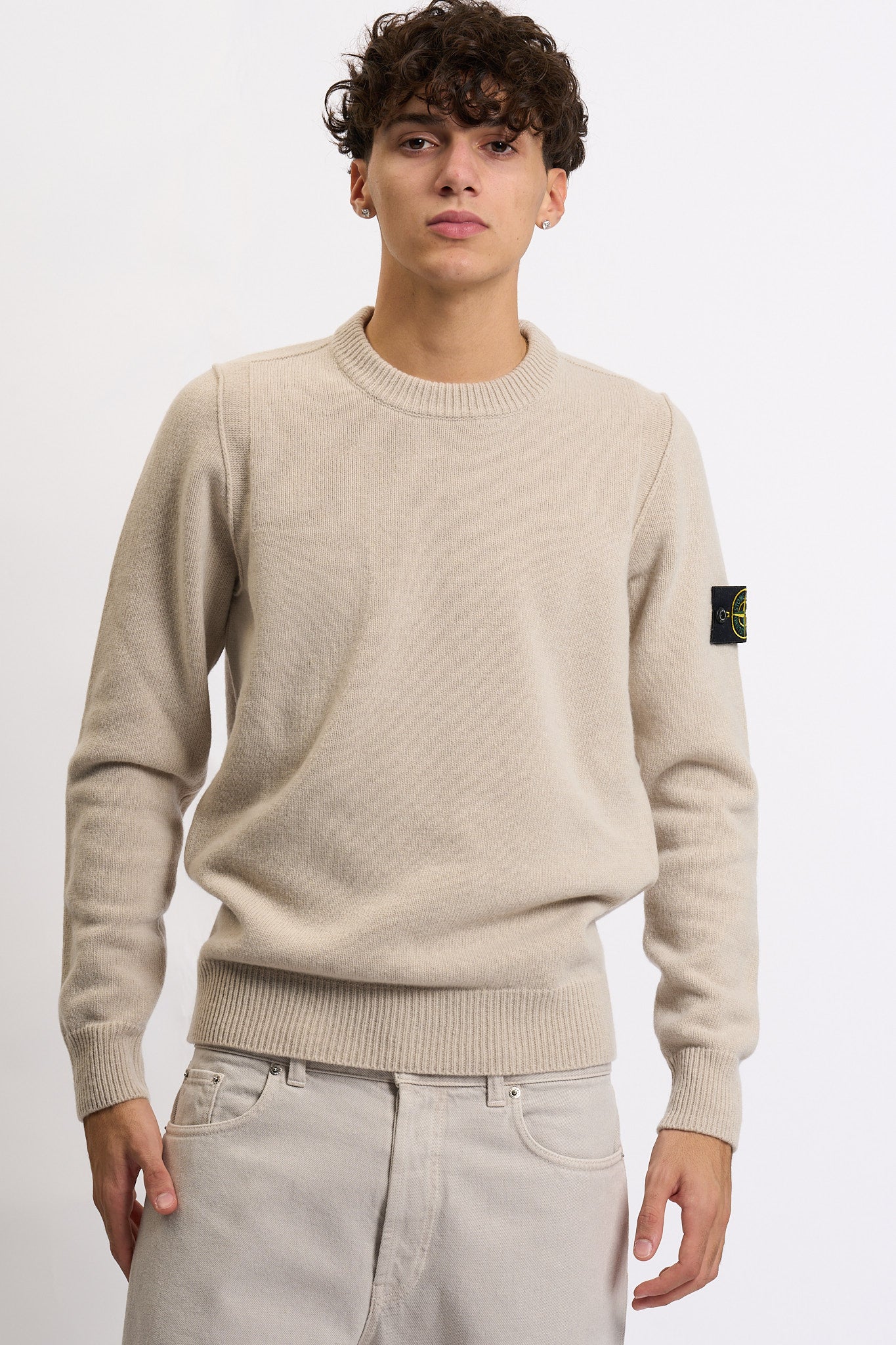Stone island Maglia Lambswool Giro Desert Uomo-2