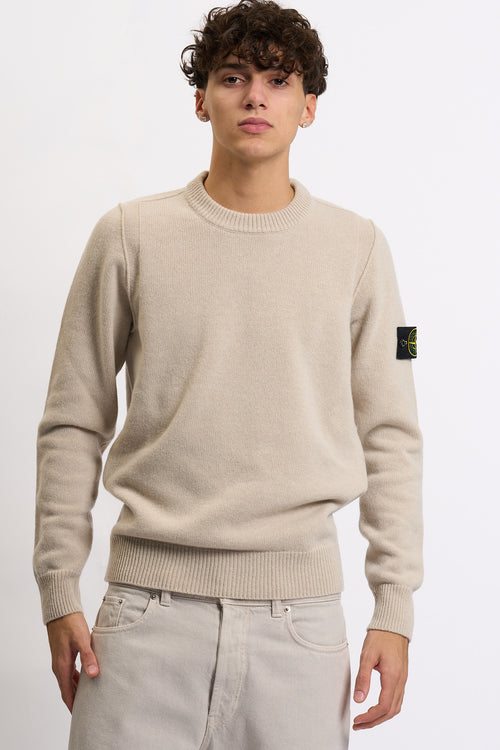 Stone island Maglia Lambswool Giro Desert Uomo-2