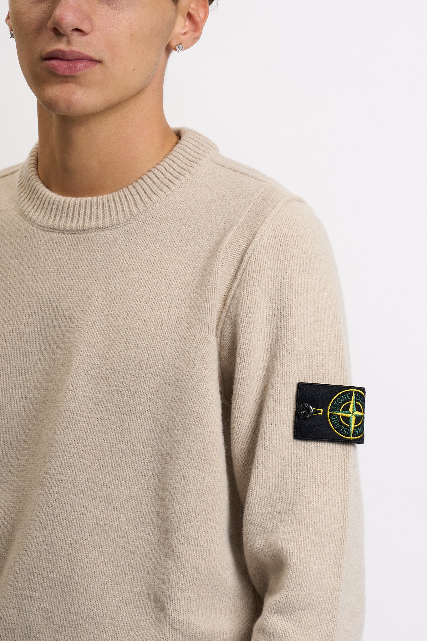 Stone island Maglia Lambswool Giro Desert Uomo-4