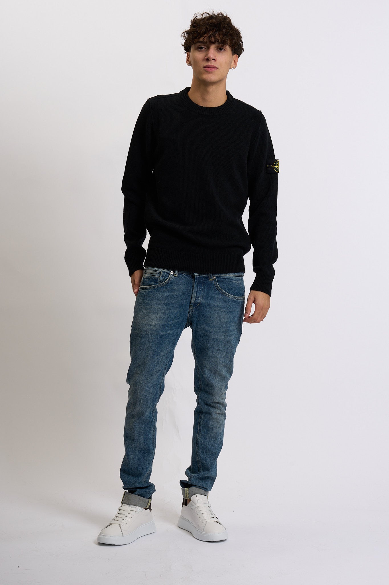Stone island Maglia Lambswool Giro Nero Uomo-3