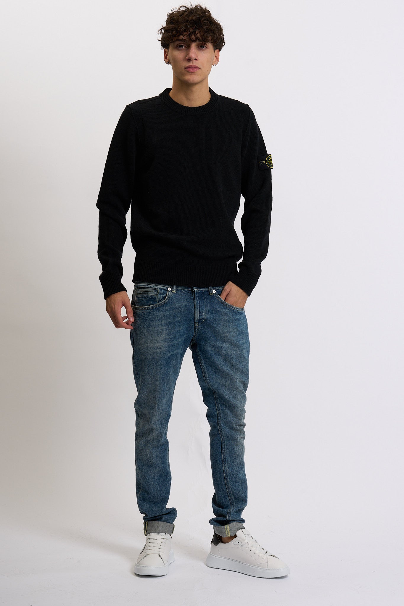 Stone island Maglia Lambswool Giro Nero Uomo-6