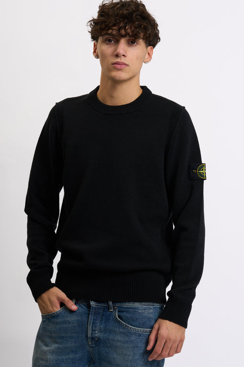 Stone island Maglia Lambswool Giro Nero Uomo-2