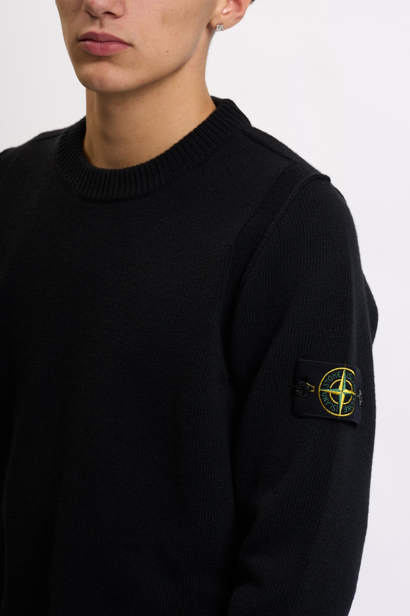 Stone island Maglia Lambswool Giro Nero Uomo-5