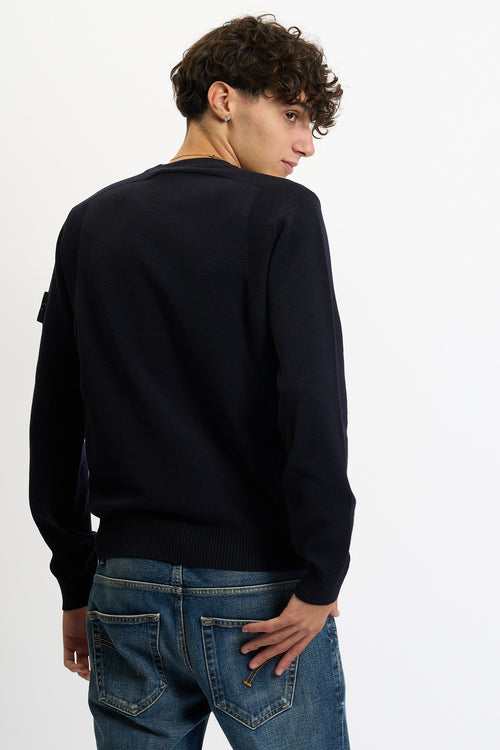 Stone island Maglia Lana Strech Giro Blu Uomo