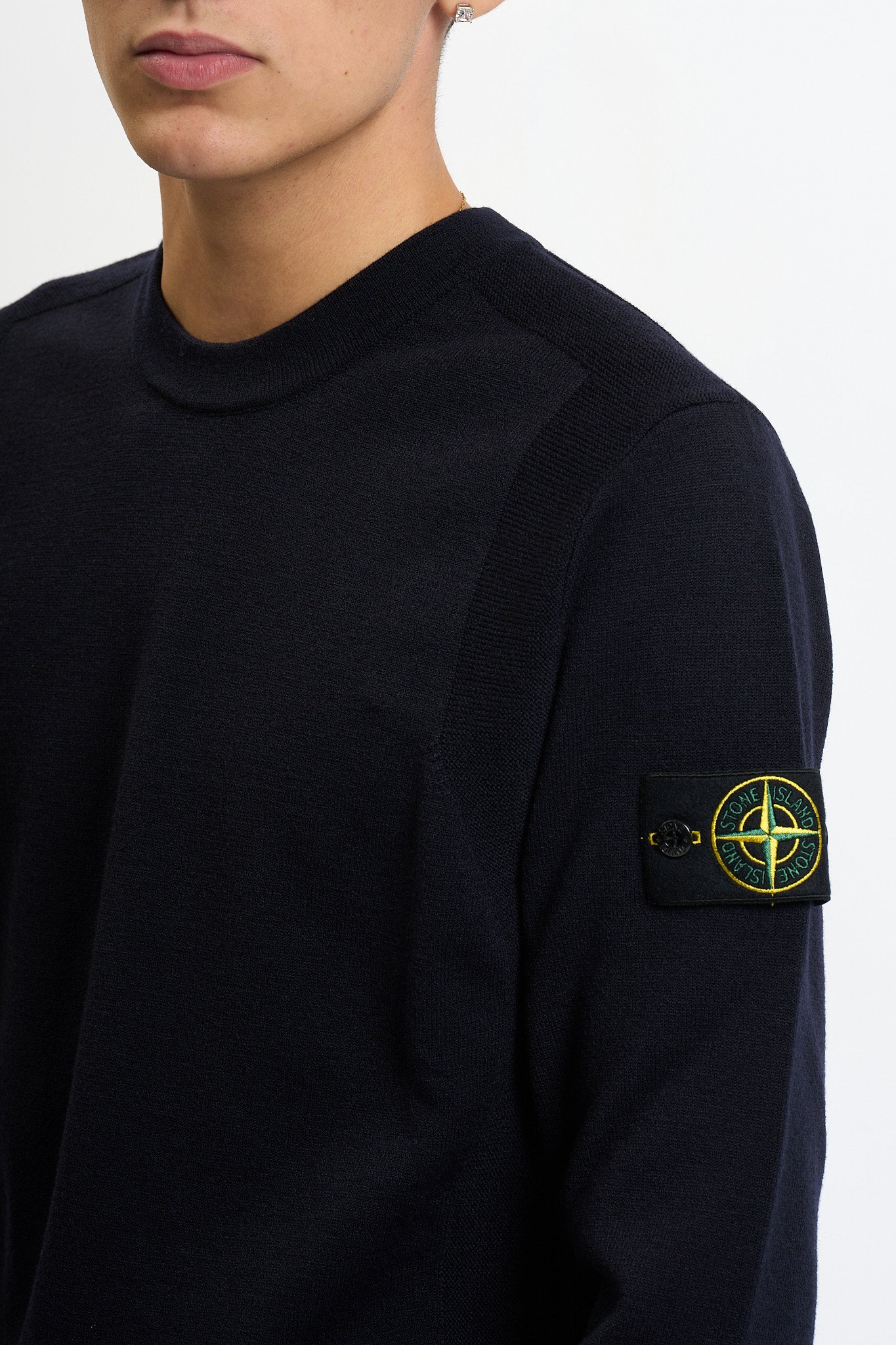 Stone island Maglia Lana Strech Giro Blu Uomo-4