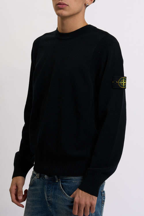 Stone island Maglia Lana Strech Giro Nero Uomo