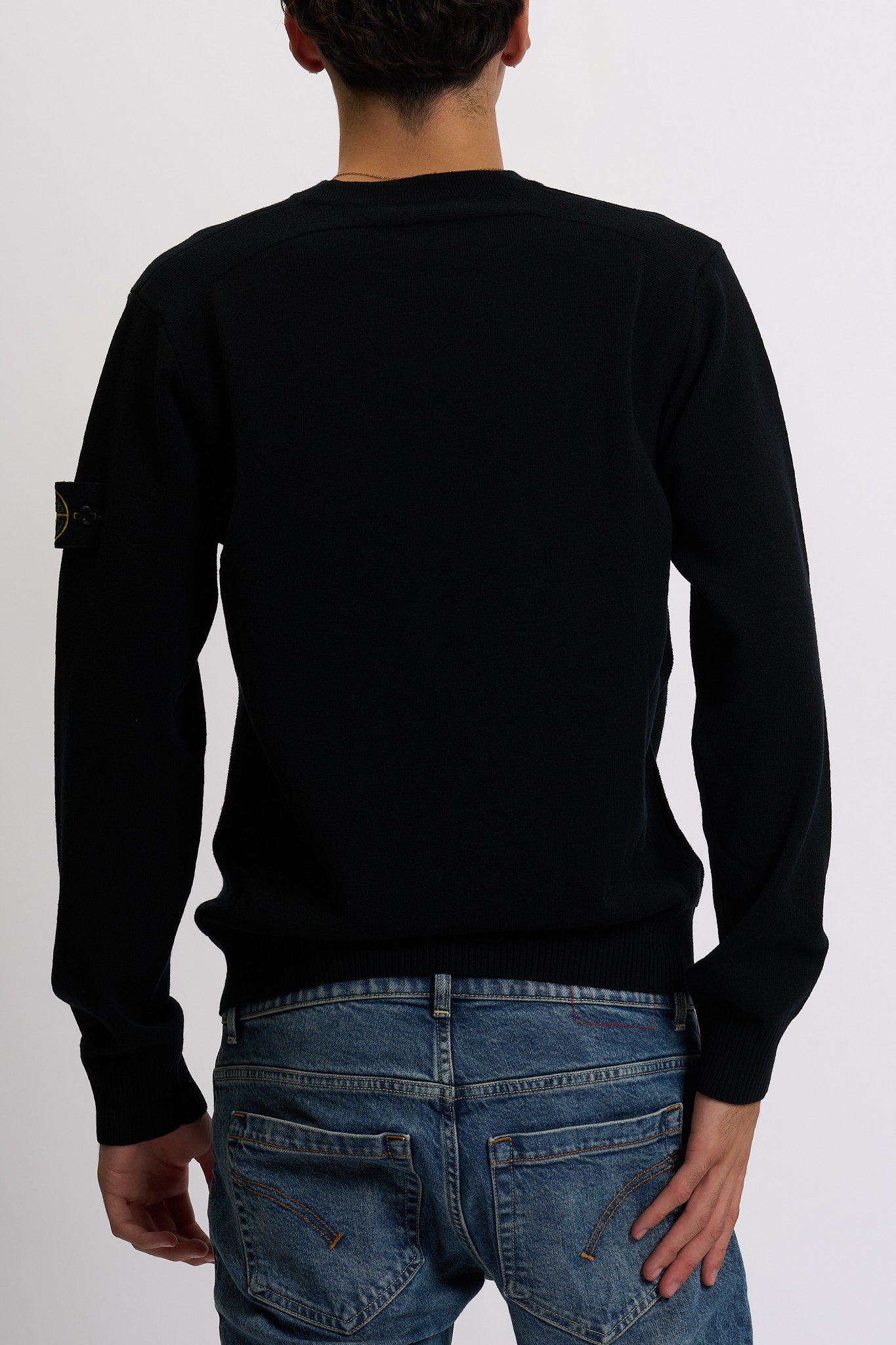 Stone island Maglia Lana Strech Giro Nero Uomo-5