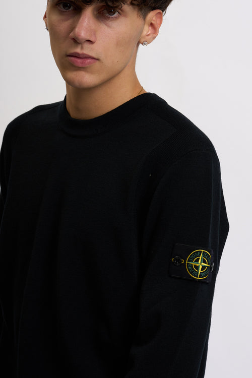 Stone island Maglia Lana Strech Giro Nero Uomo-2