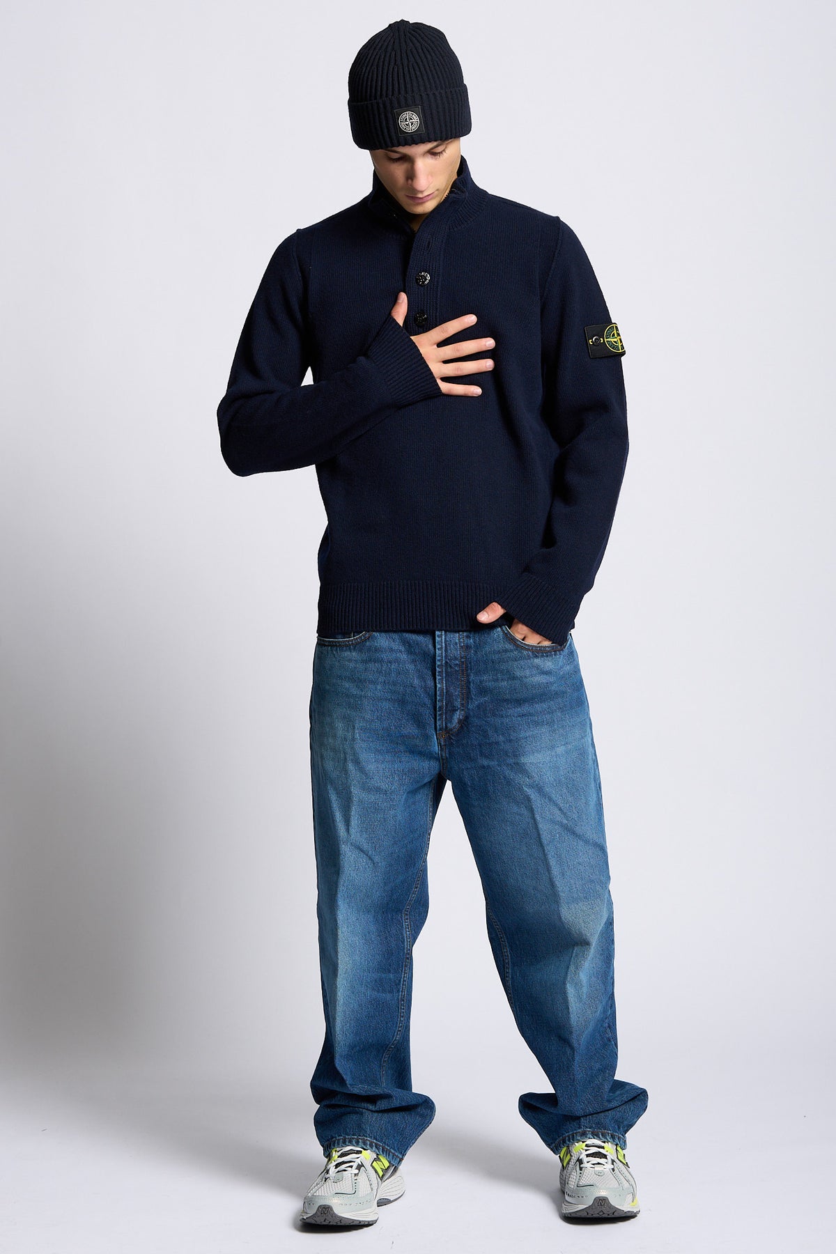 Stone island Maglia Mezza Zip Blu Uomo-2