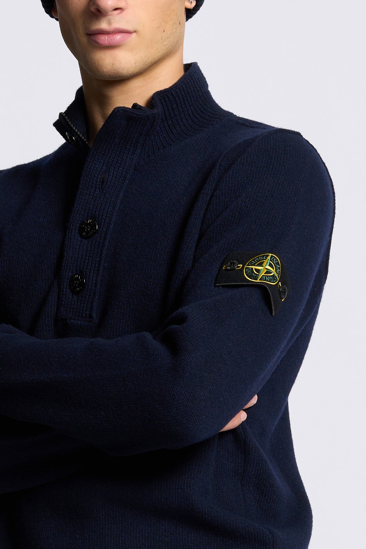 Stone island Maglia Mezza Zip Blu Uomo-4