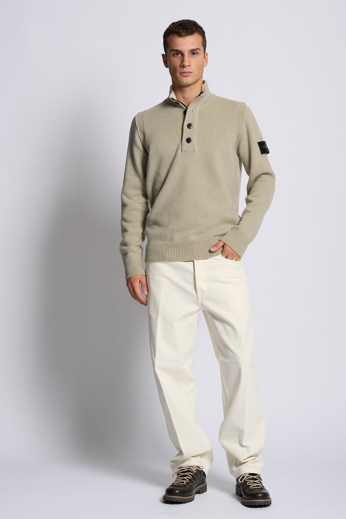Stone island Maglia Mezza Zip Sabbia Uomo-2