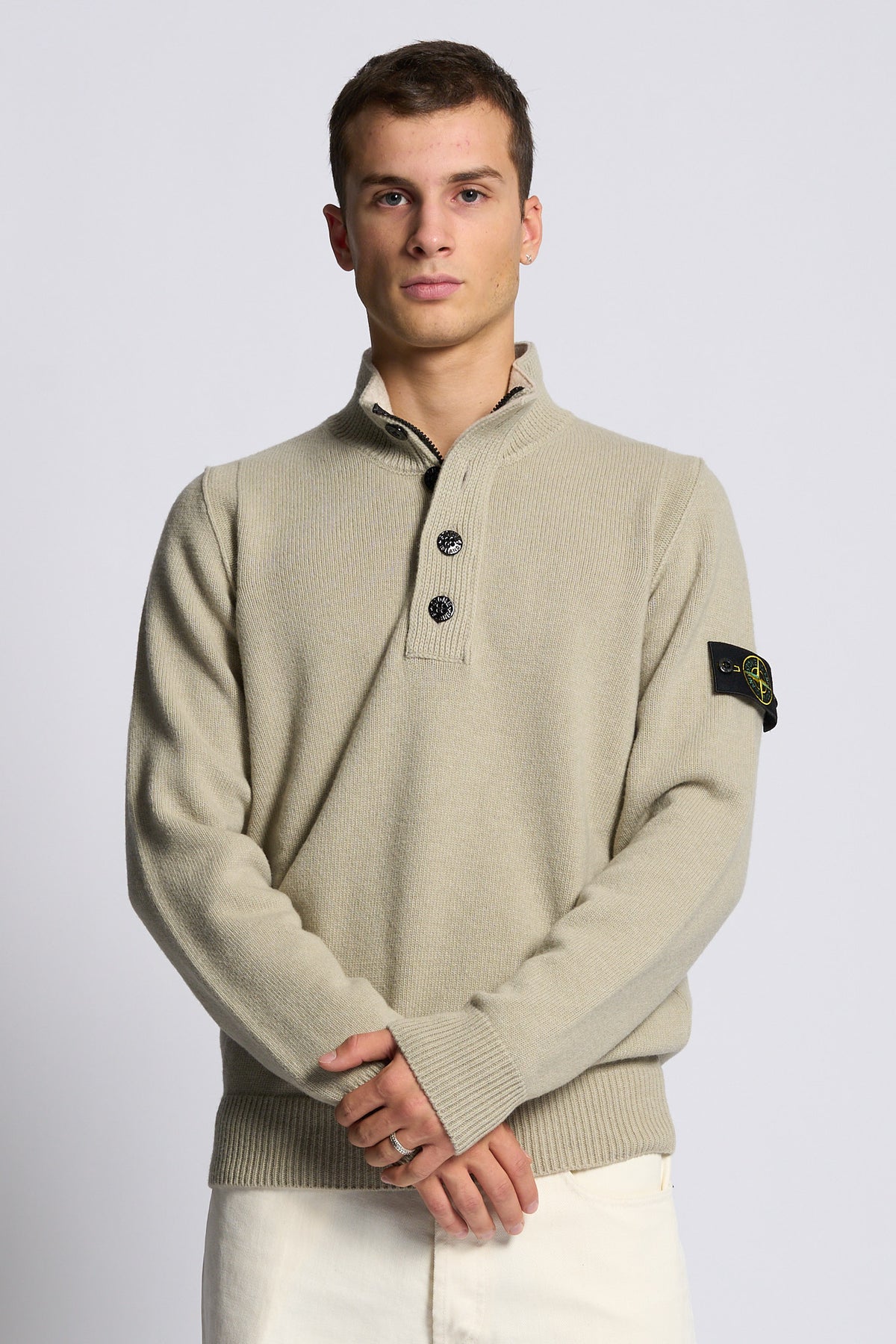Stone island Maglia Mezza Zip Sabbia Uomo-3