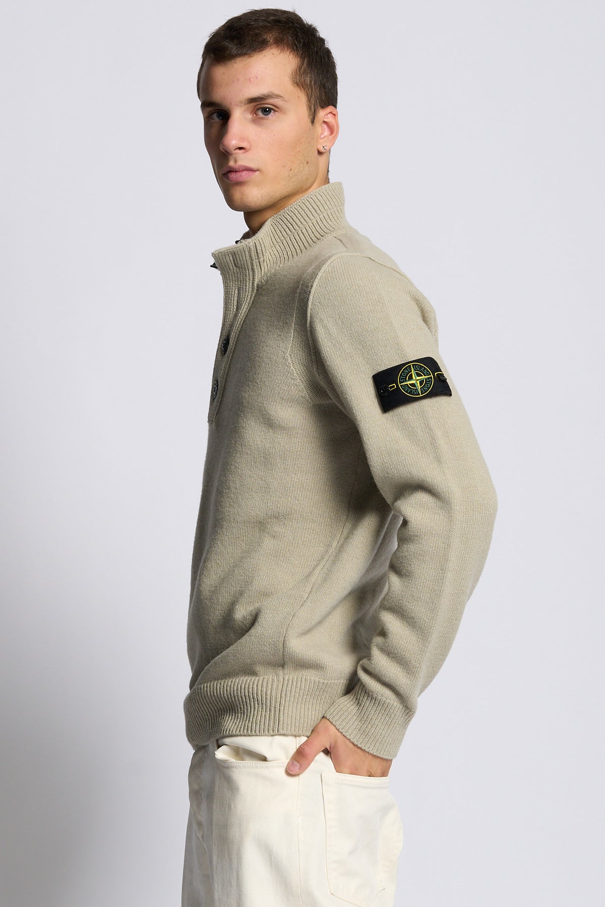 Stone island Maglia Mezza Zip Sabbia Uomo-5