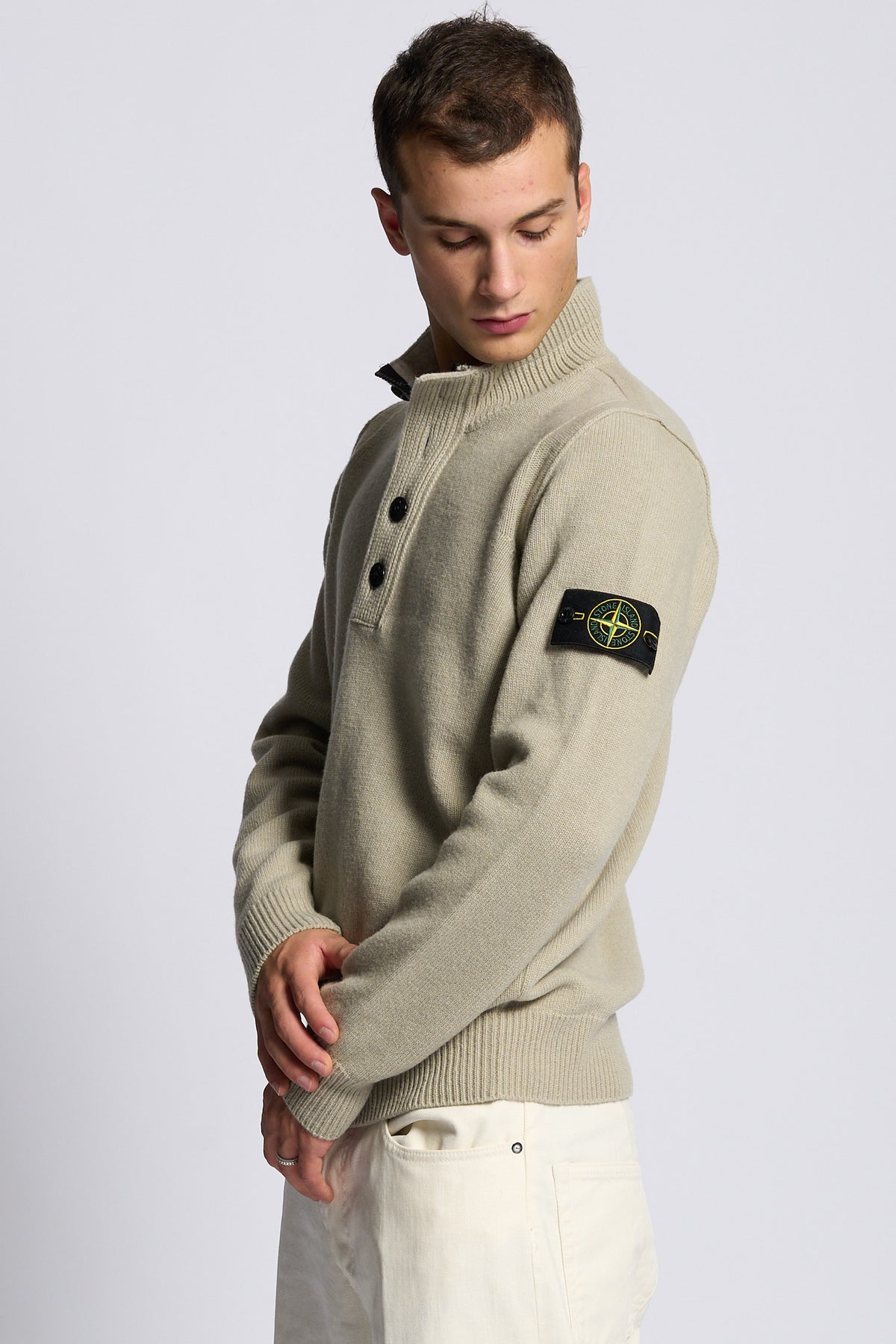 Stone island Maglia Mezza Zip Sabbia Uomo-1