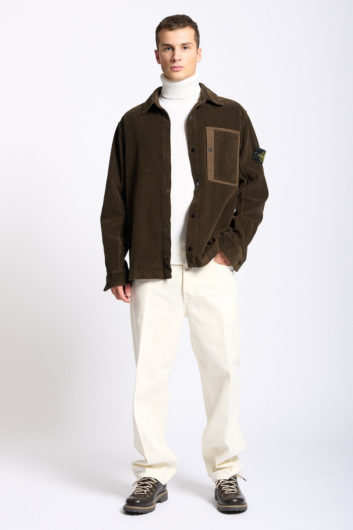 Stone island Overshirt Velluto Testa di moro Uomo-2