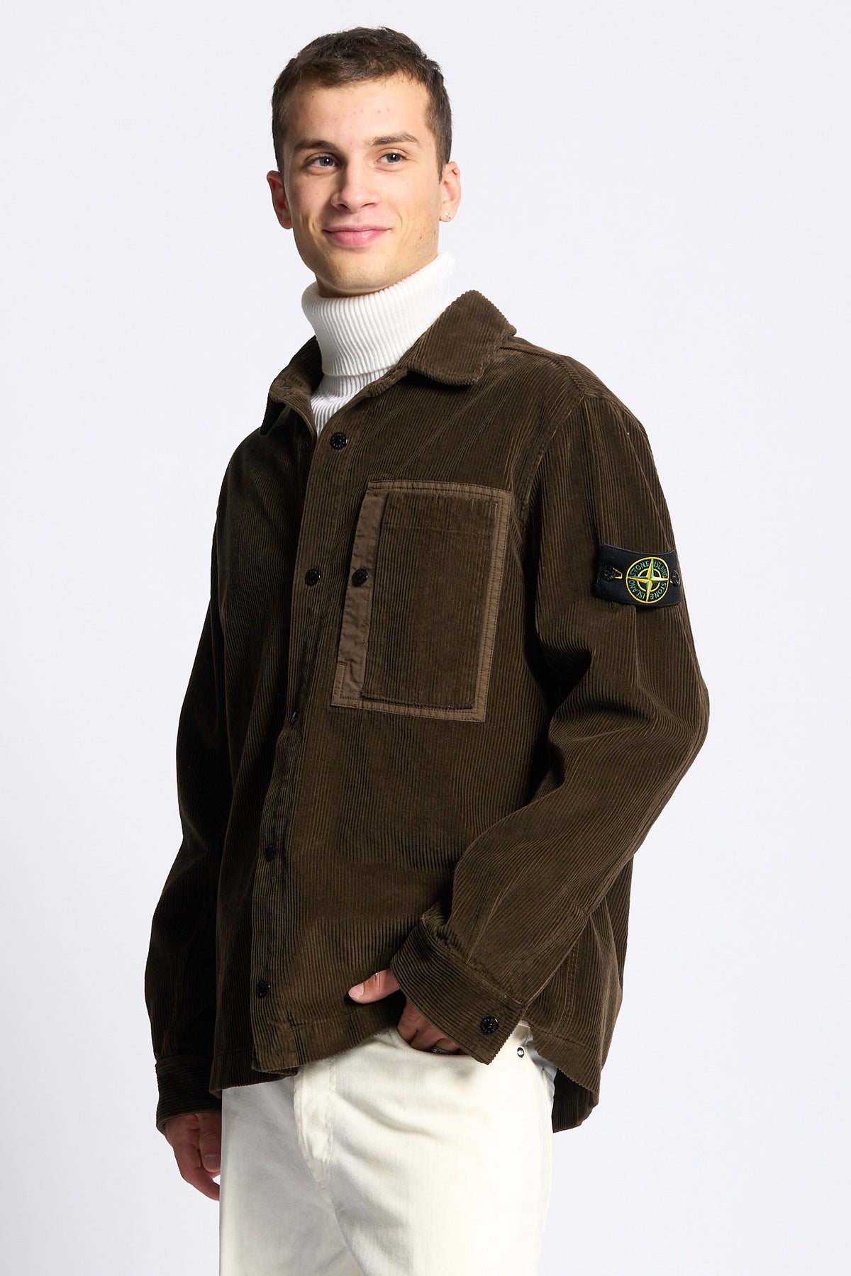 Stone island Overshirt Velluto Testa di moro Uomo-8