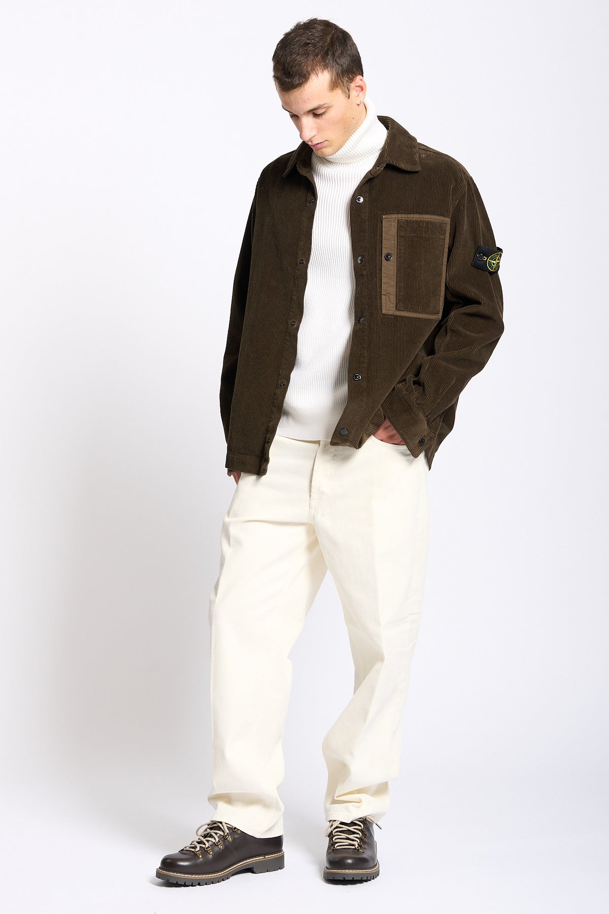 Stone island Overshirt Velluto Testa di moro Uomo-10