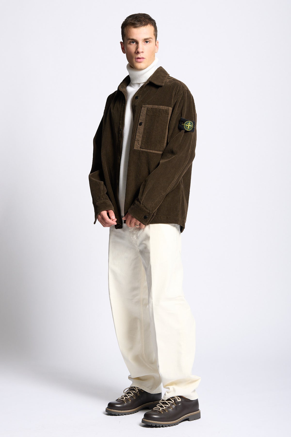 Stone island Overshirt Velluto Testa di moro Uomo-11