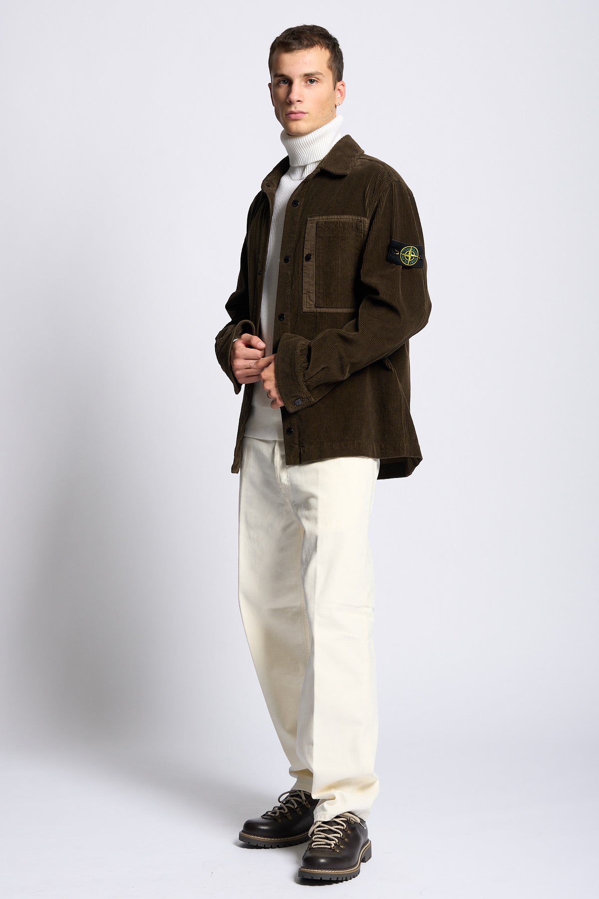 Stone island Overshirt Velluto Testa di moro Uomo-5