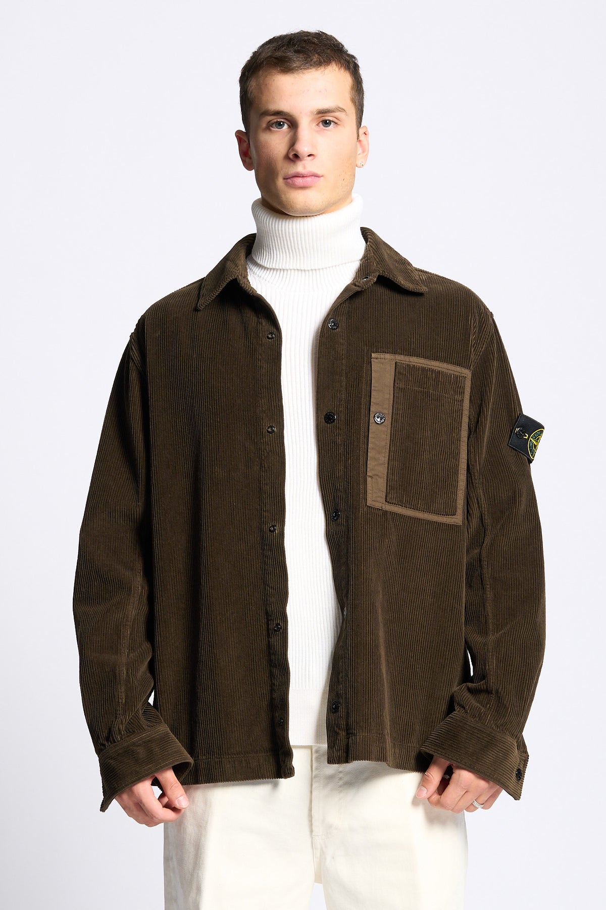 Stone island Overshirt Velluto Testa di moro Uomo-3