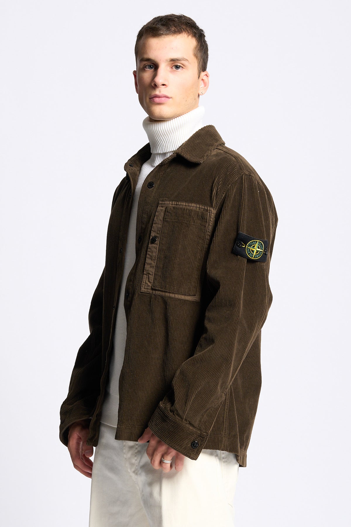 Stone island Overshirt Velluto Testa di moro Uomo-4