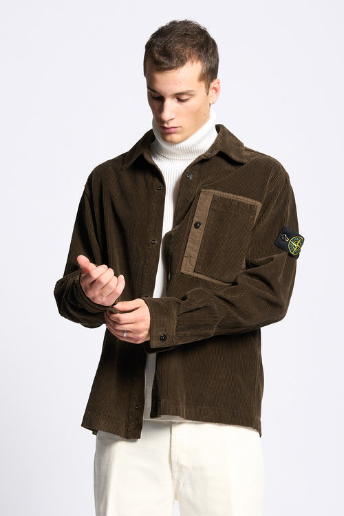 Stone island Overshirt Velluto Testa di moro Uomo