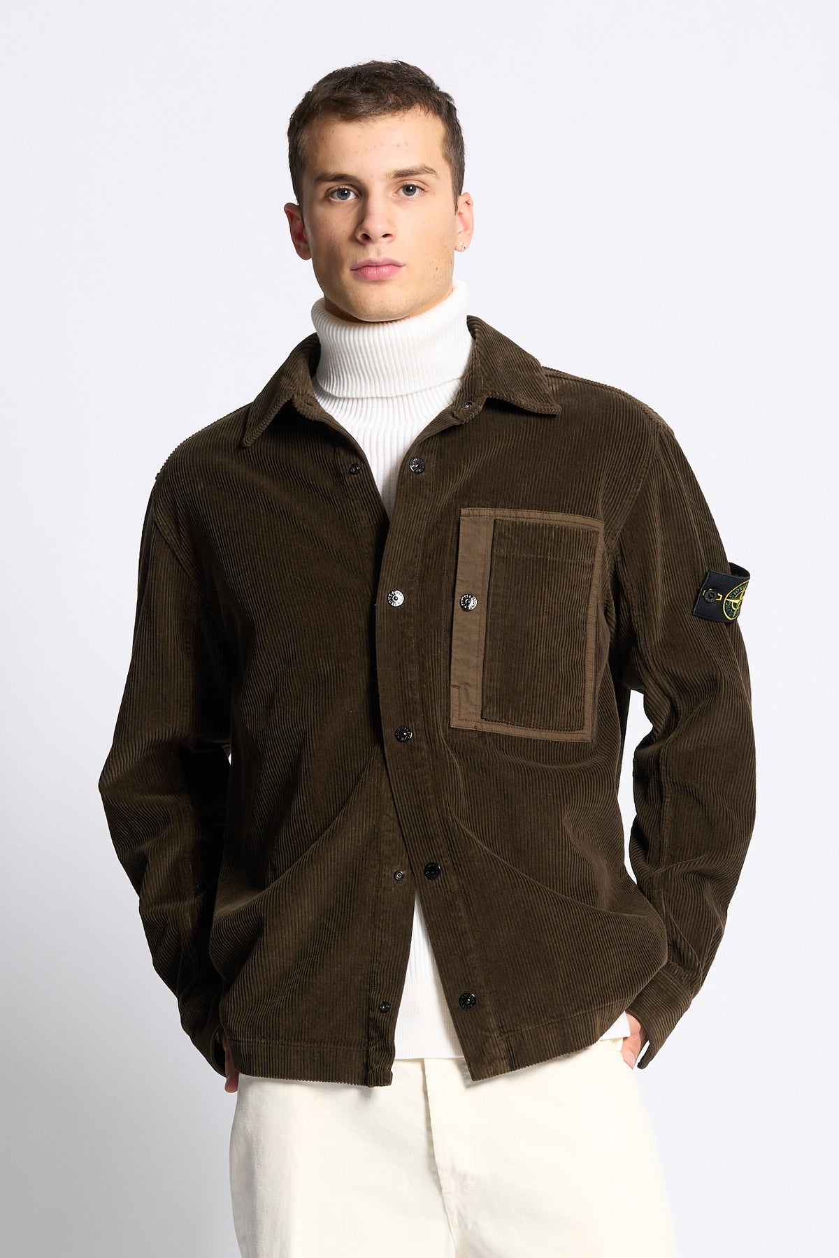 Stone island Overshirt Velluto Testa di moro Uomo-6