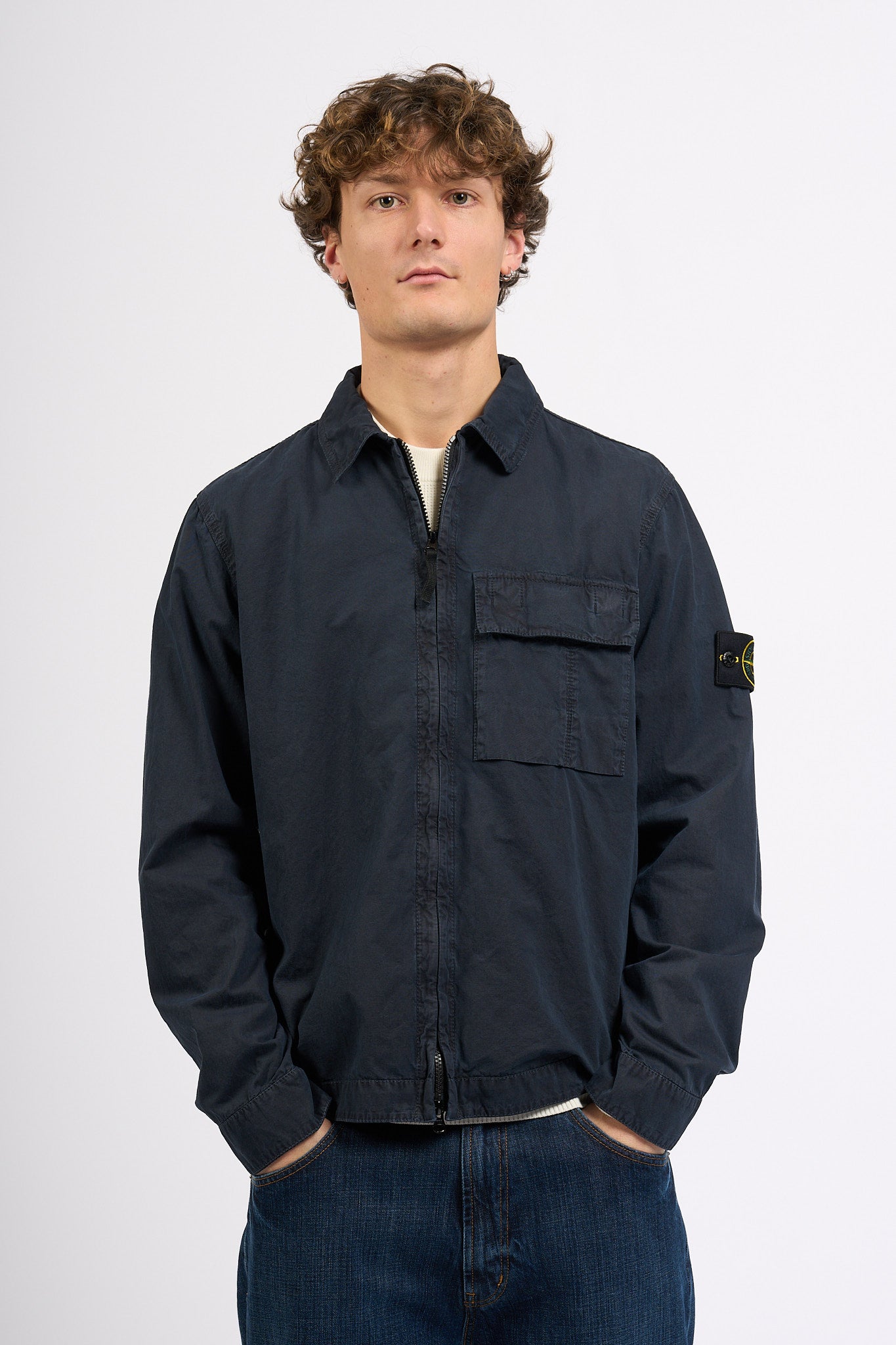 Stone island Overshirt in Canvas Blu Uomo-1