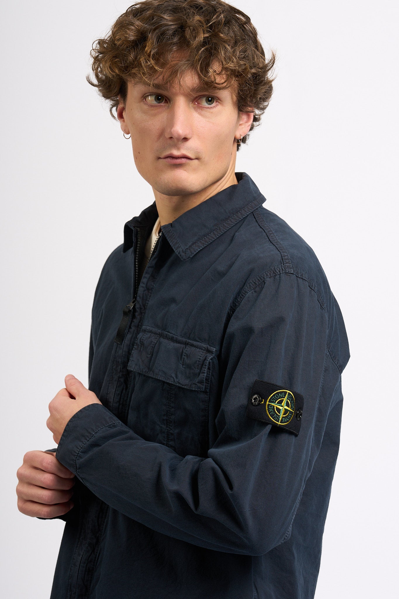 Stone island Overshirt in Canvas Blu Uomo-6