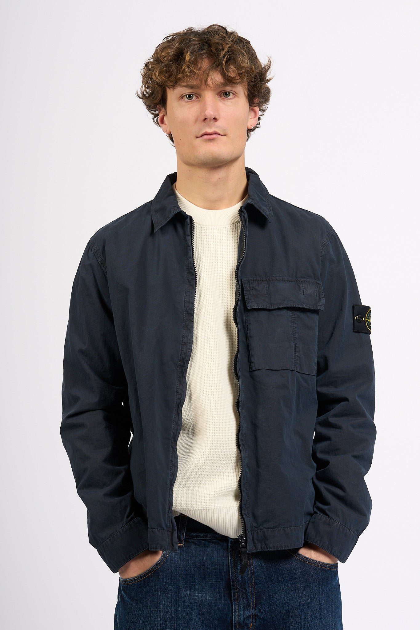 Stone island Overshirt in Canvas Blu Uomo-2