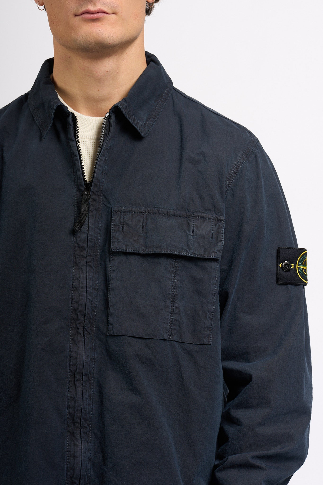Stone island Overshirt in Canvas Blu Uomo-8