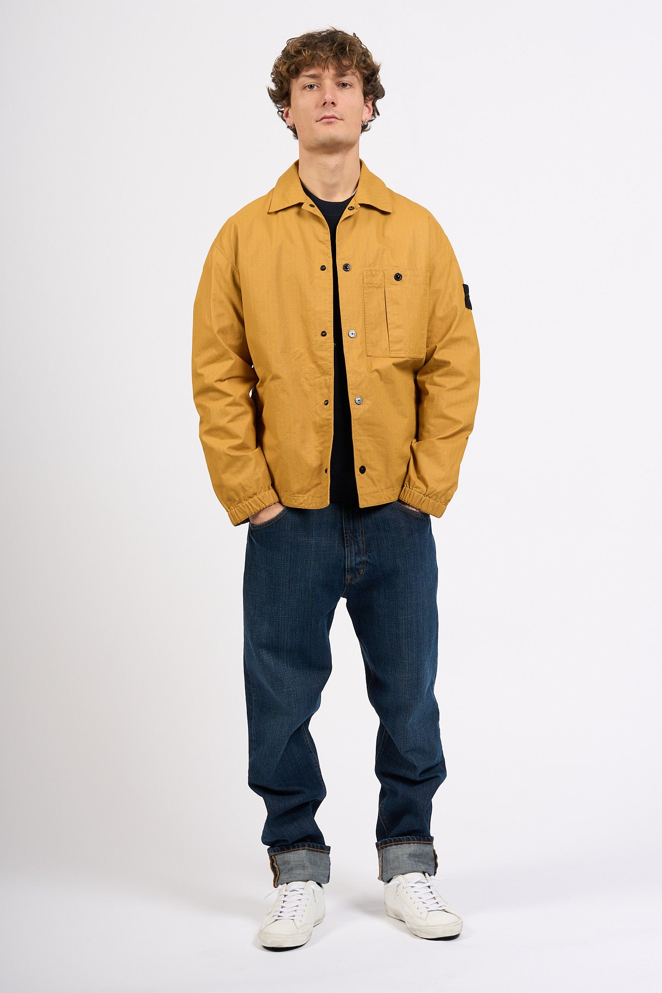 Stone island Overshirt in Cotone Ocra Uomo-9