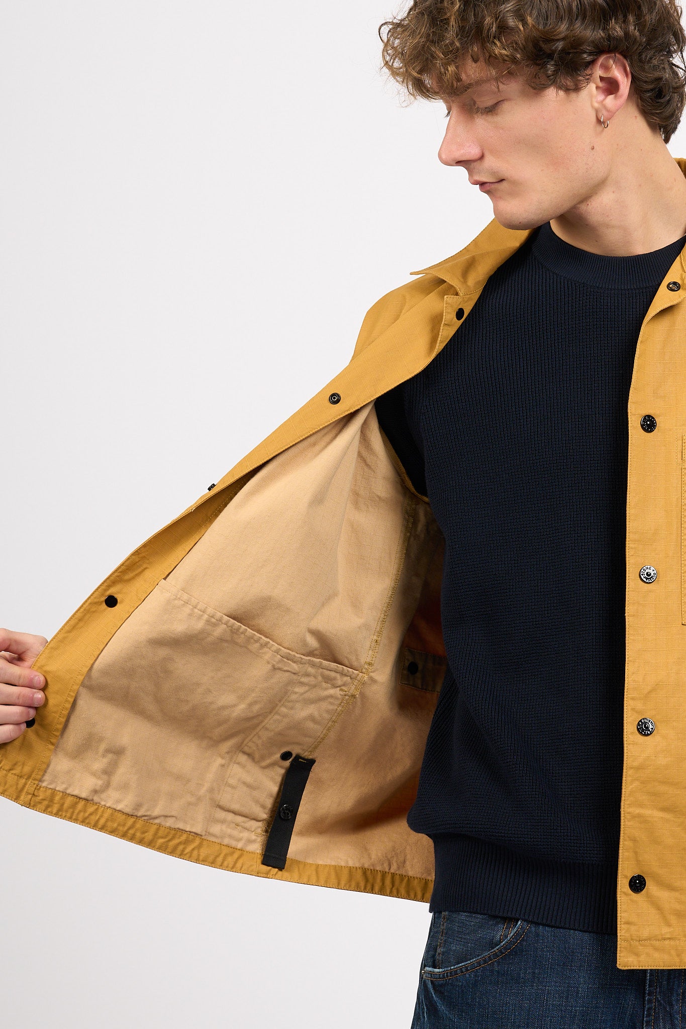 Stone island Overshirt in Cotone Ocra Uomo-6