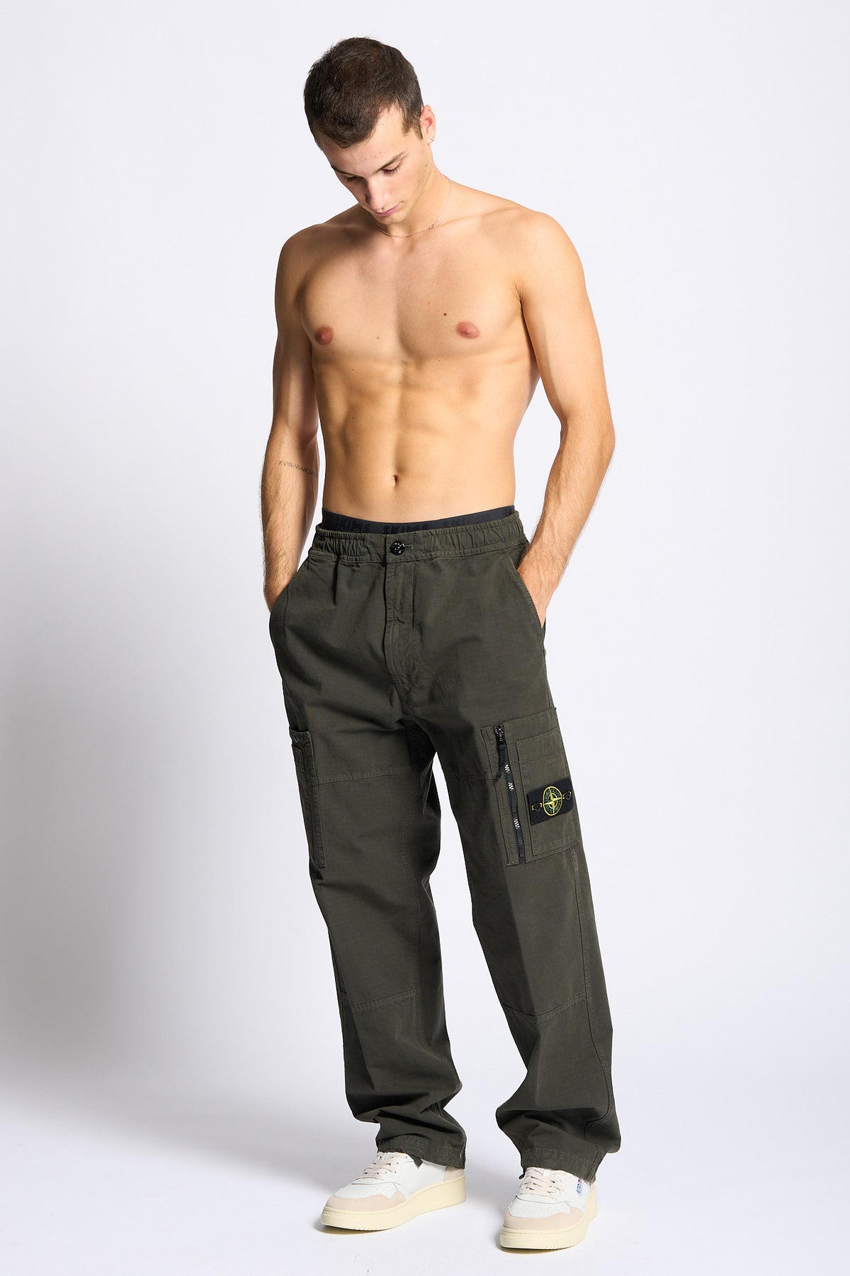 Stone island Pantalone Cargo Loose Testa di moro Uomo-3