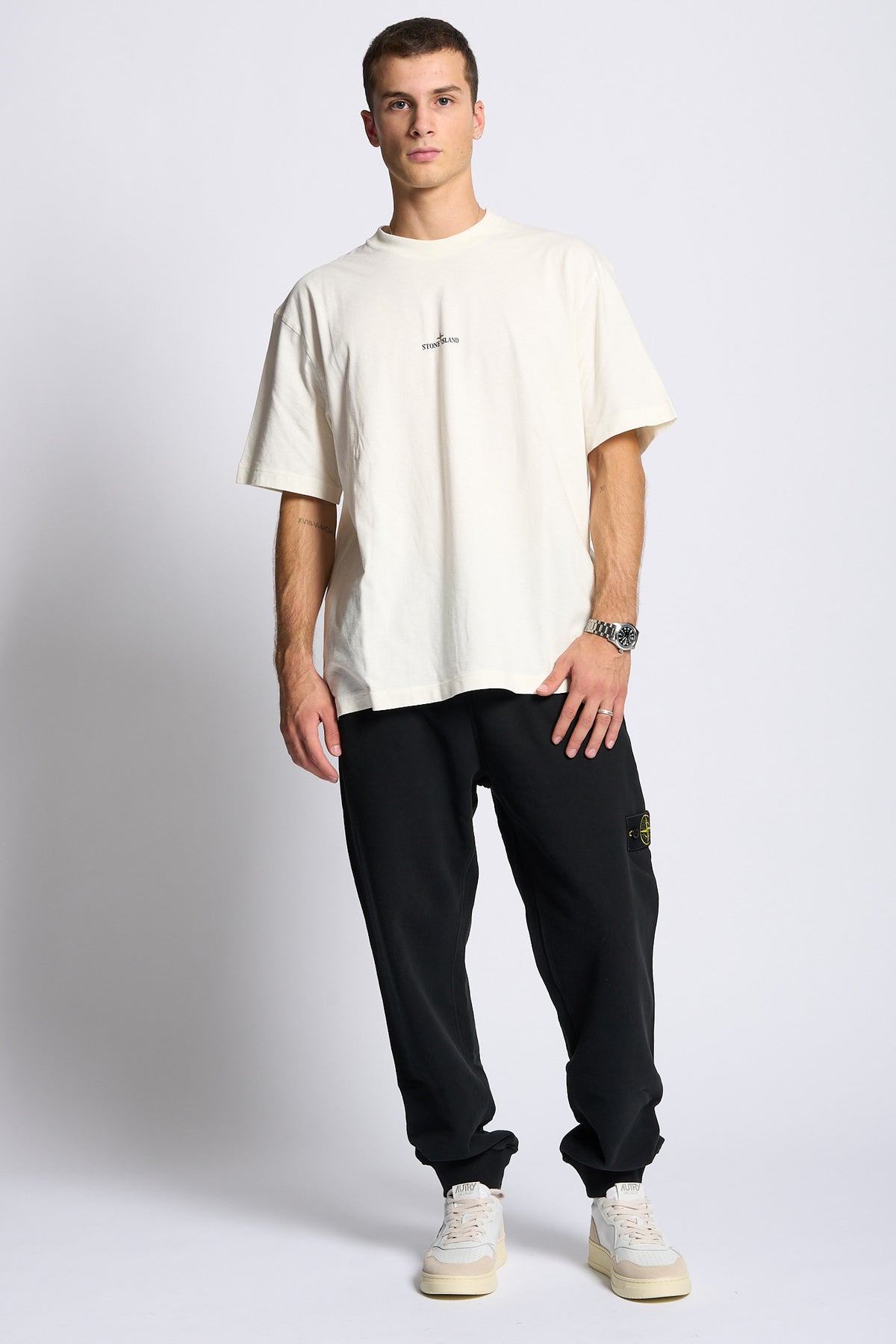 Stone island Pantalone Felpa Nero Uomo-2