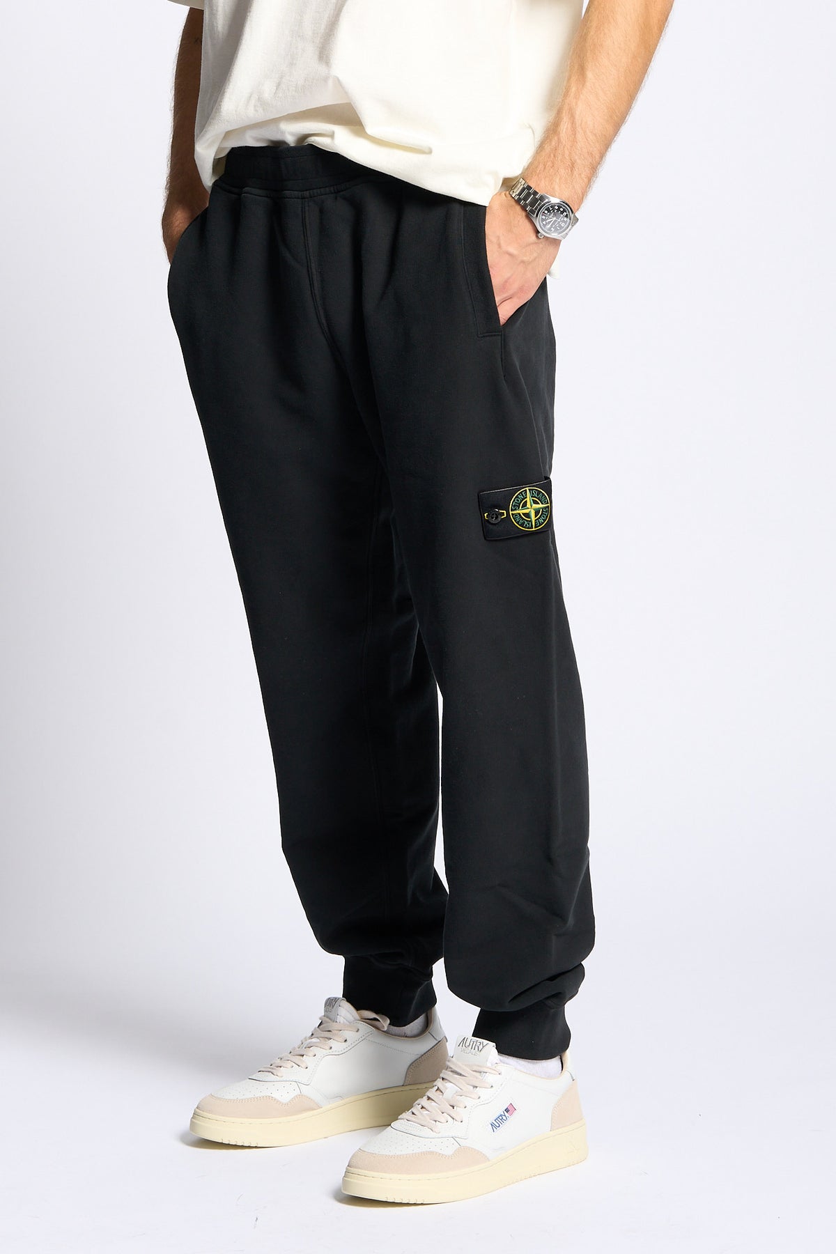 Stone island Pantalone Felpa Nero Uomo-4