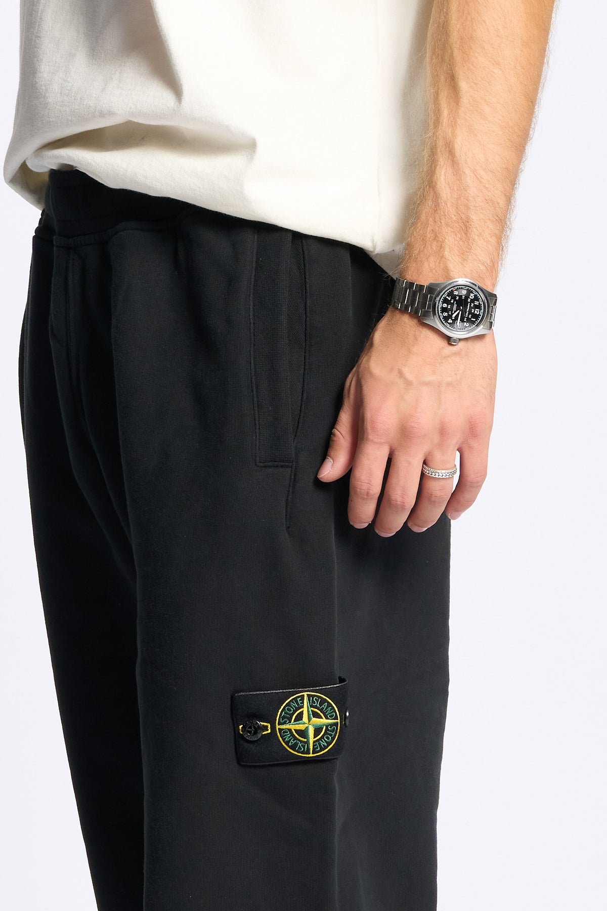 Stone island Pantalone Felpa Nero Uomo-5