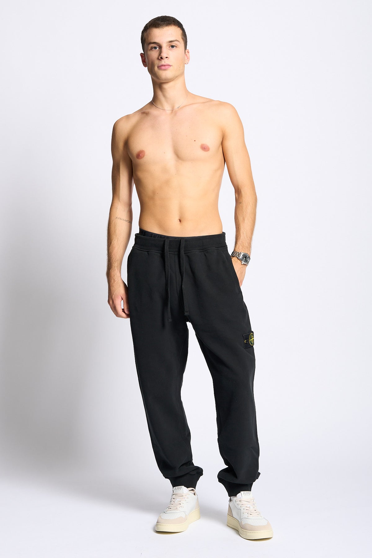 Stone island Pantalone Felpa Nero Uomo-8