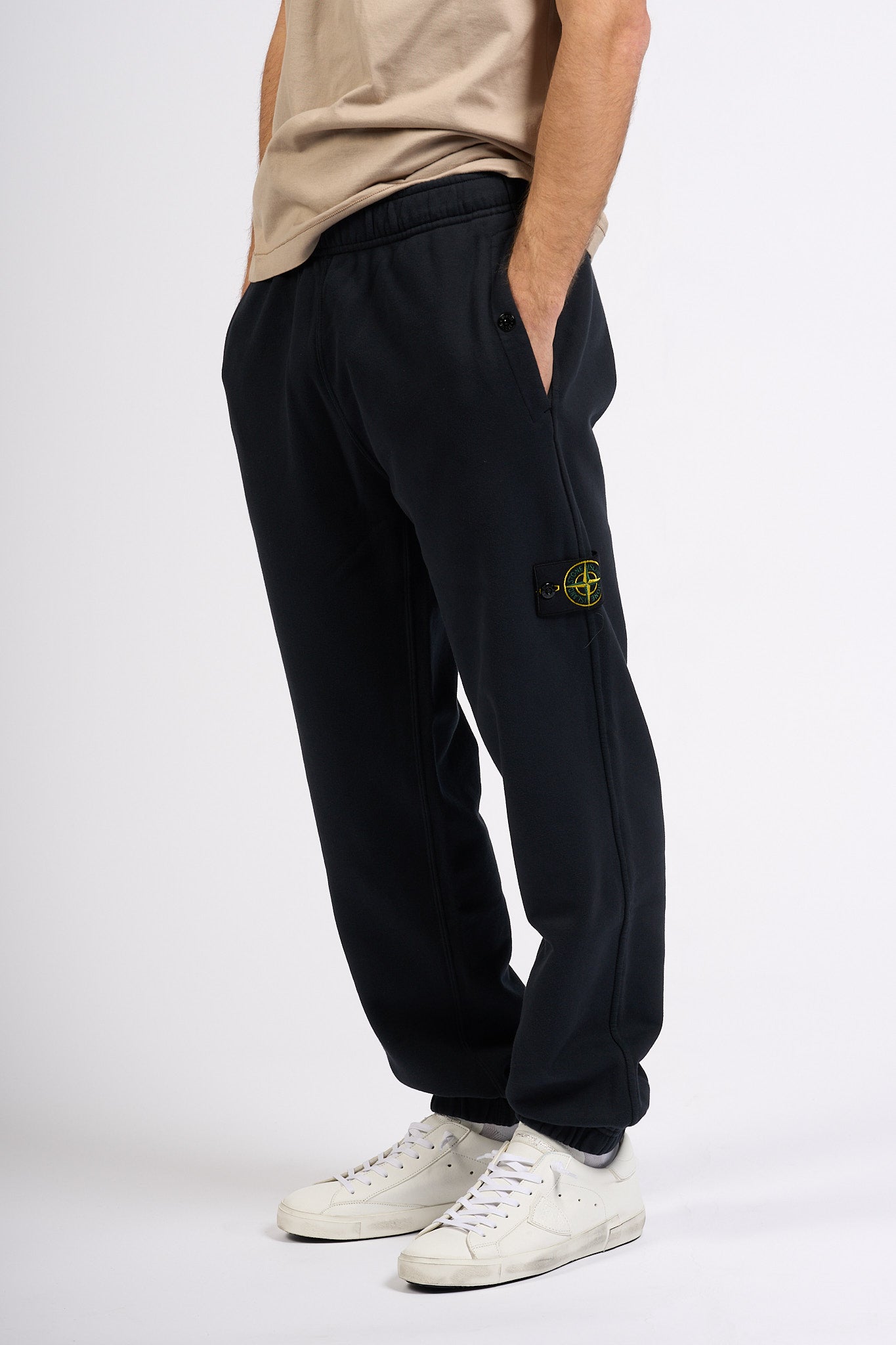 Stone island Pantalone In Felpa Blu Uomo-4