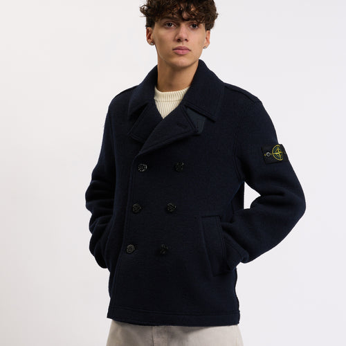 Stone island Peacot Lana Cotta Blu Uomo