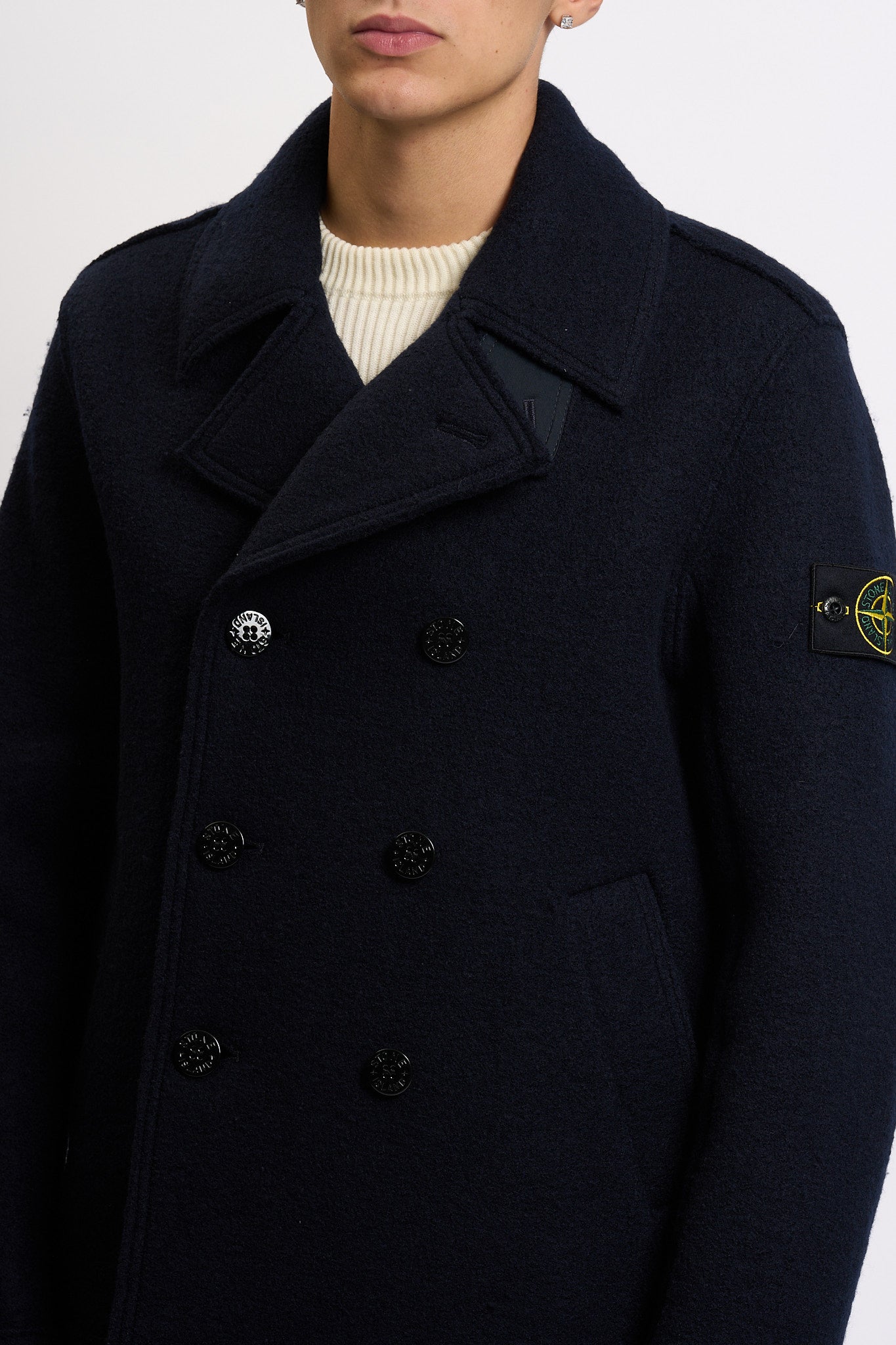 Stone island Peacot Lana Cotta Blu Uomo-9