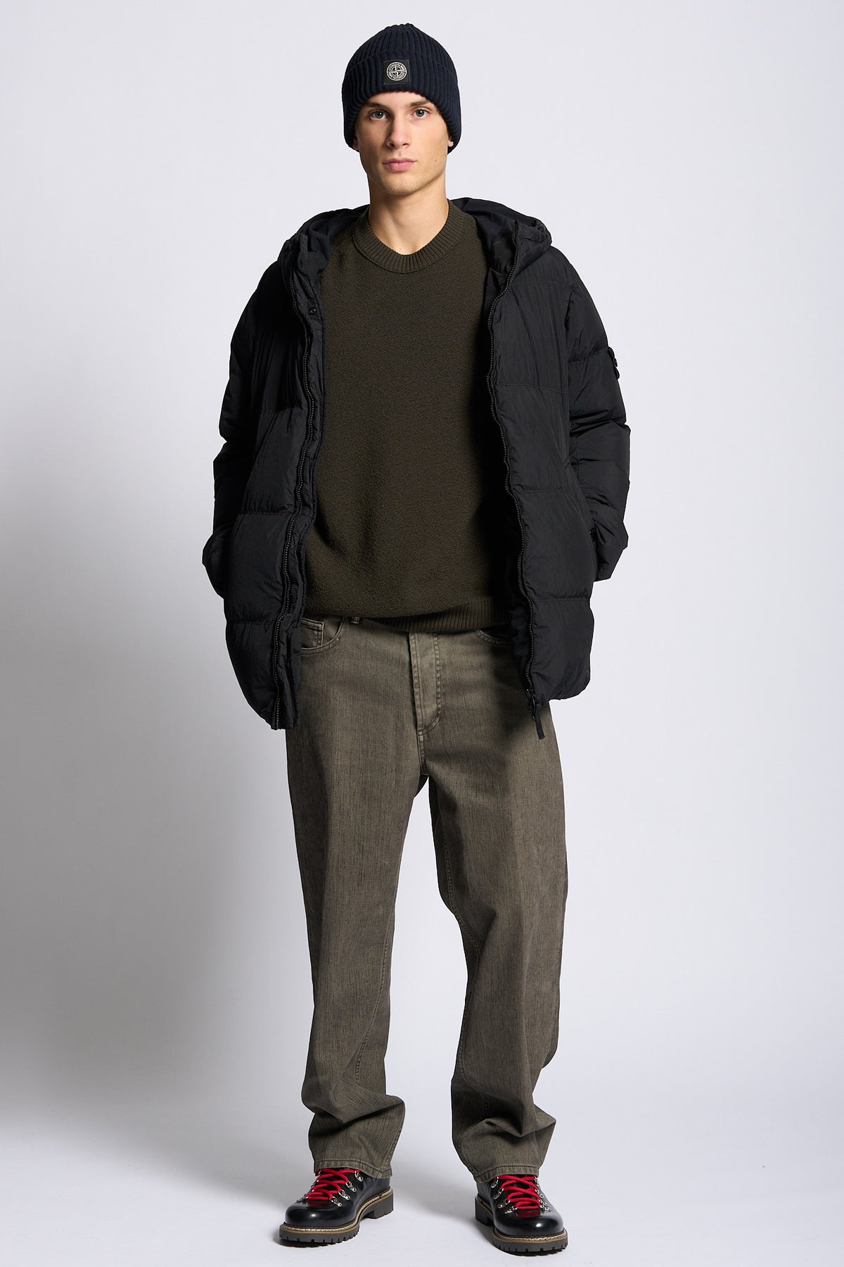 Stone island Piumino Crinkle Cappuccio Nero Uomo-9