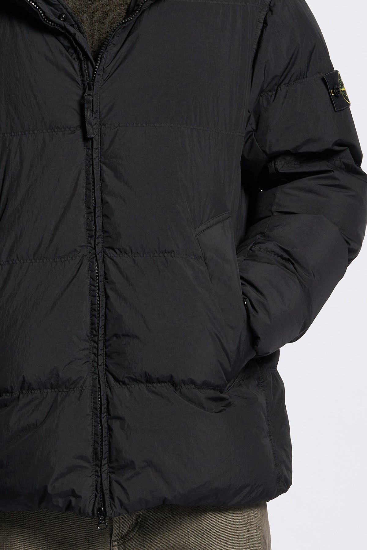 Stone island Piumino Crinkle Cappuccio Nero Uomo-5