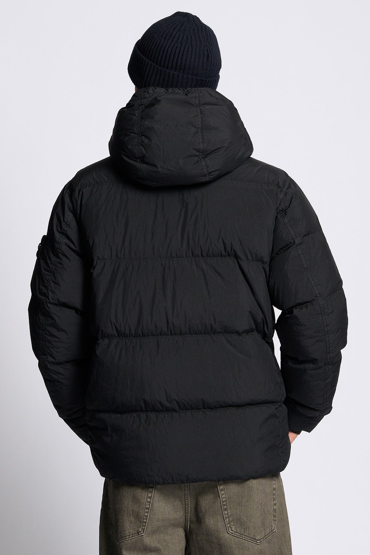 Stone island Piumino Crinkle Cappuccio Nero Uomo-6