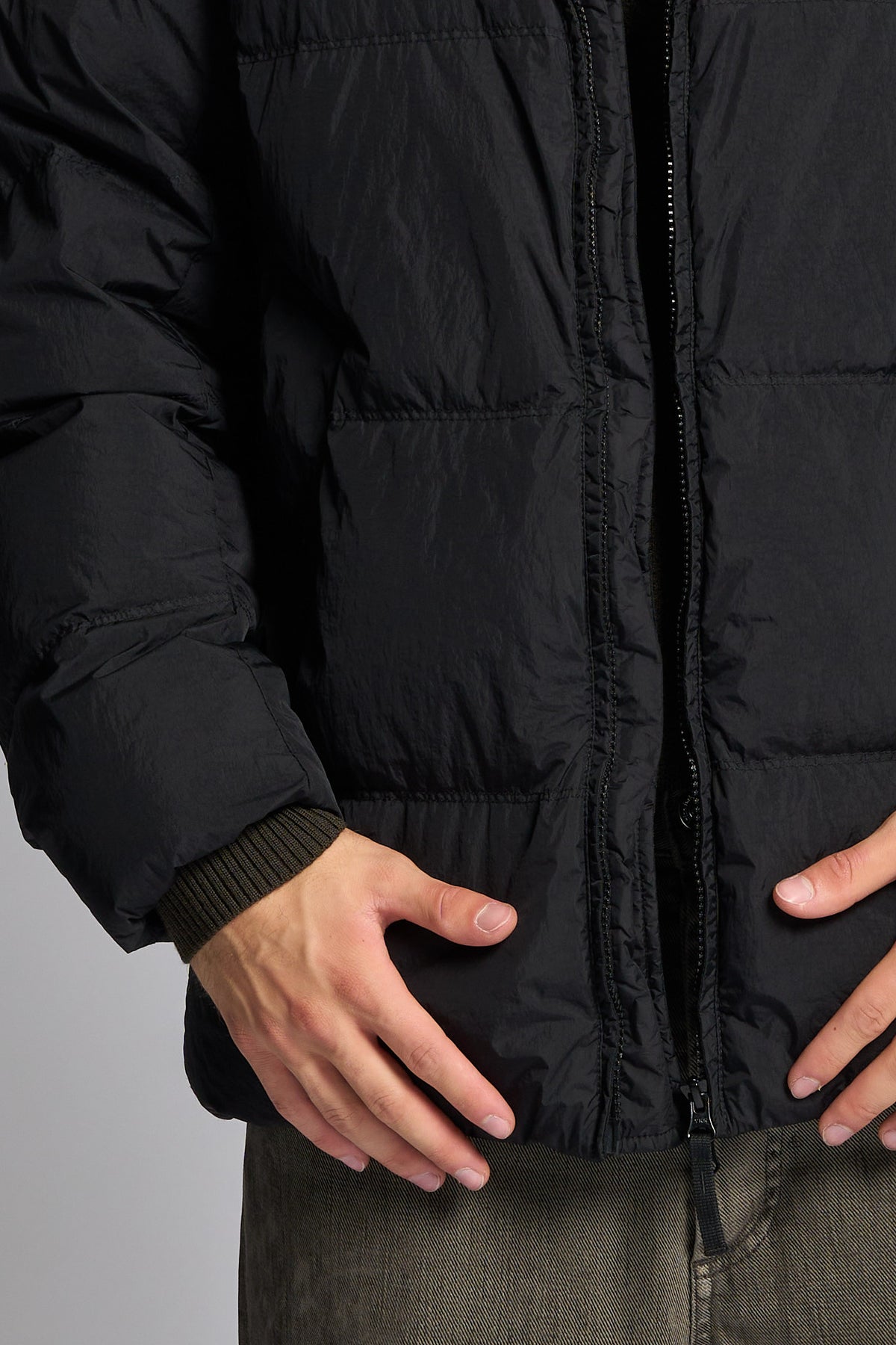 Stone island Piumino Crinkle Cappuccio Nero Uomo-8