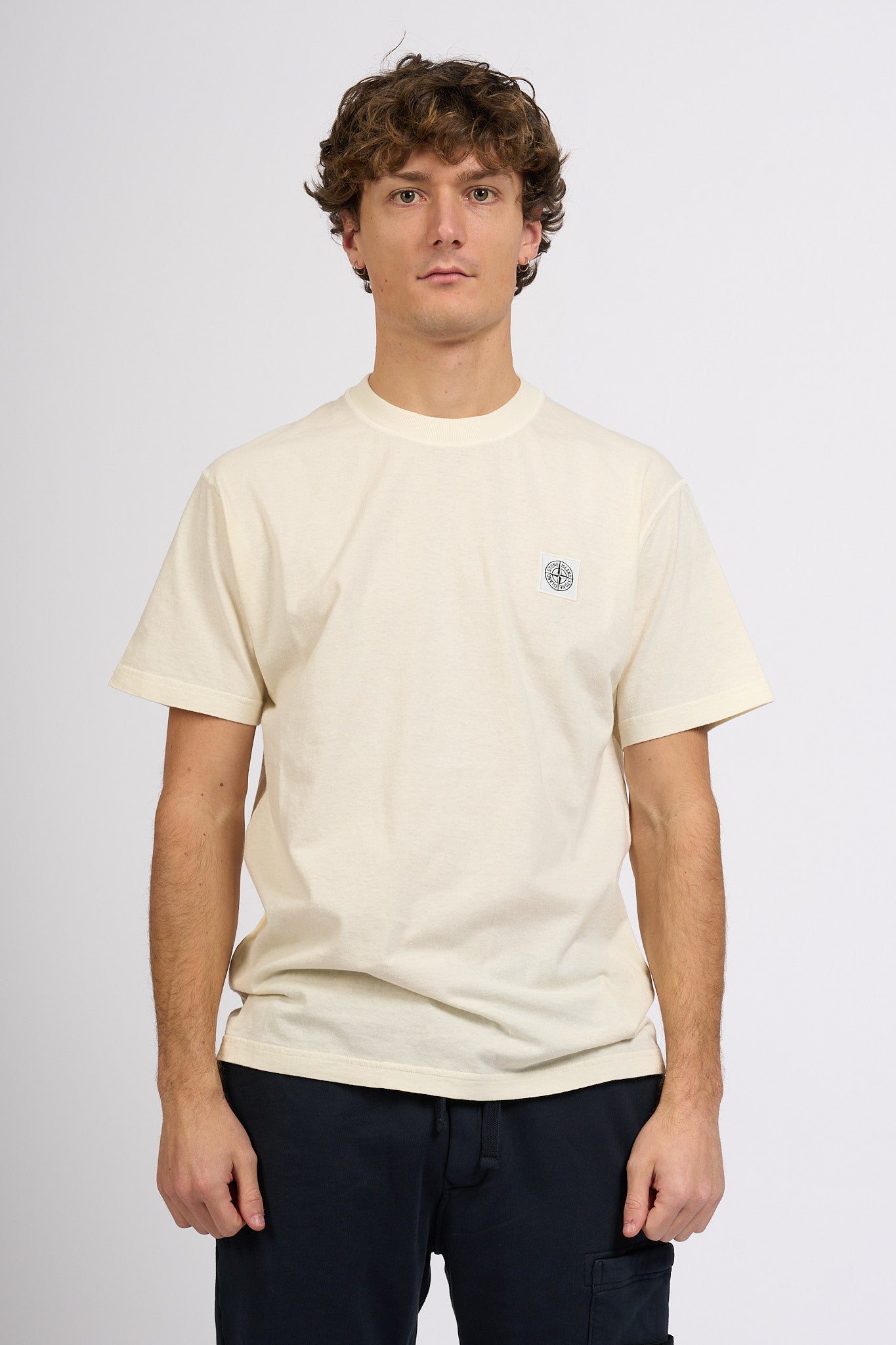 Stone island T-shirt Lavata Avorio Uomo-1