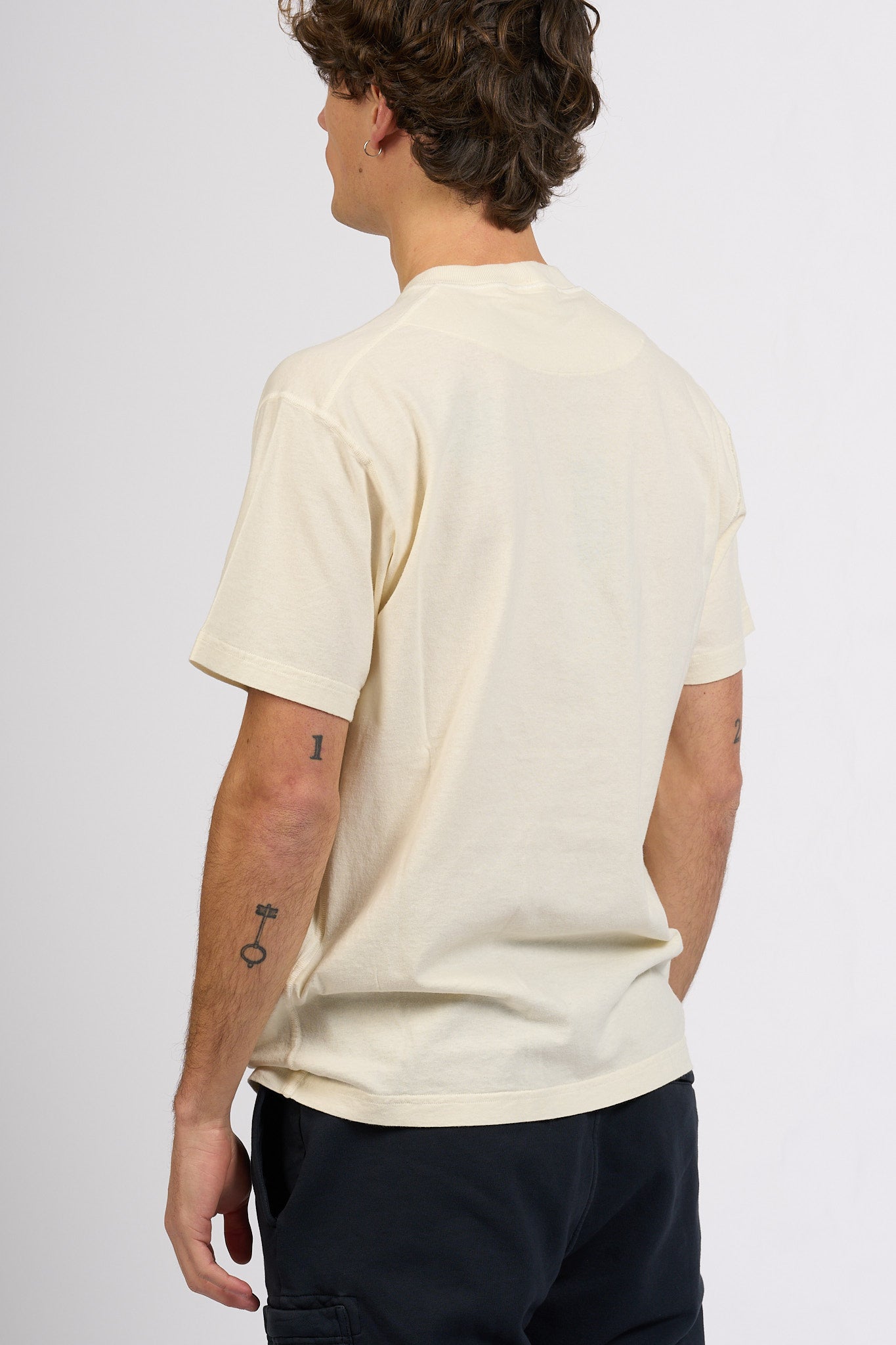 Stone island T-shirt Lavata Avorio Uomo-4
